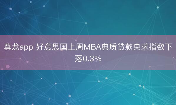 尊龙app 好意思国上周MBA典质贷款央求指数下落0.3%