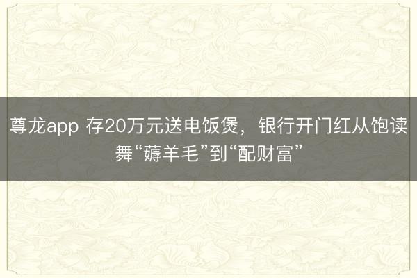 尊龙app 存20万元送电饭煲，银行开门红从饱读舞“薅羊毛”到“配财富”
