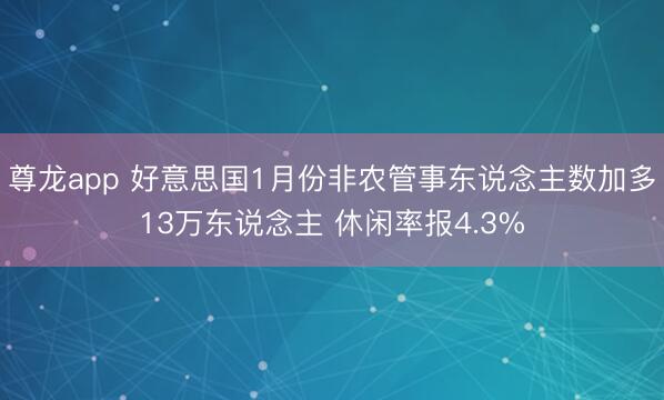 尊龙app 好意思国1月份非农管事东说念主数加多13万东说念主 休闲率报4.3%