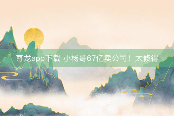 尊龙app下载 小杨哥67亿卖公司！太倏得