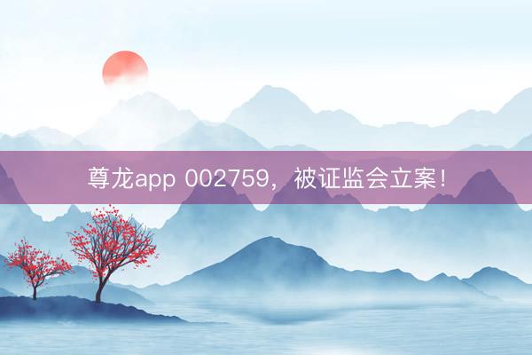 尊龙app 002759,被证监会立案!