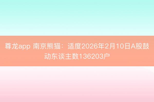 尊龙app 南京熊猫:适度2026年2月10日A股鼓动东谈主数136203户