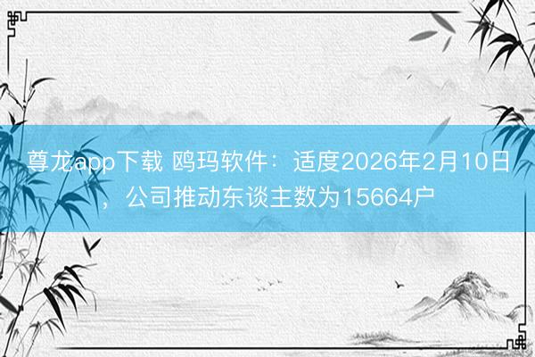 尊龙app下载 鸥玛软件：适度2026年2月10日，公司推动东谈主数为15664户