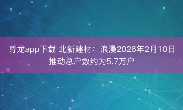 尊龙app下载 北新建材：浪漫2026年2月10日推动总户数约为5.7万户