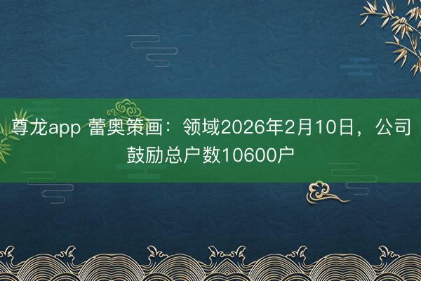 尊龙app 蕾奥策画:领域2026年2月10日,公司鼓励总户数10600户