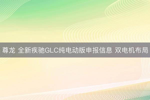 尊龙 全新疾驰GLC纯电动版申报信息 双电机布局
