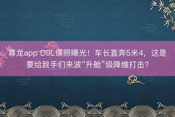 尊龙app D9L谍照曝光！车长直奔5米4，这是要给敌手们来波“升舱”级降维打击？