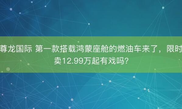 尊龙国际 第一款搭载鸿蒙座舱的燃油车来了,限时卖12.99万起有戏吗?