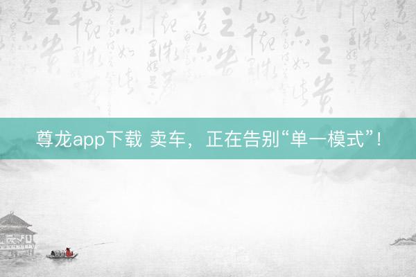 尊龙app下载 卖车，正在告别“单一模式”！