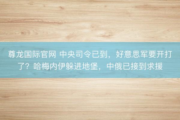 尊龙国际官网 中央司令已到，好意思军要开打了？哈梅内伊躲进地堡，中俄已接到求援