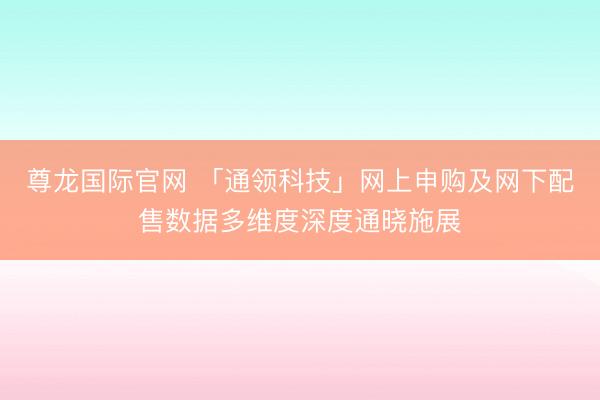 尊龙国际官网 「通领科技」网上申购及网下配售数据多维度深度通晓施展
