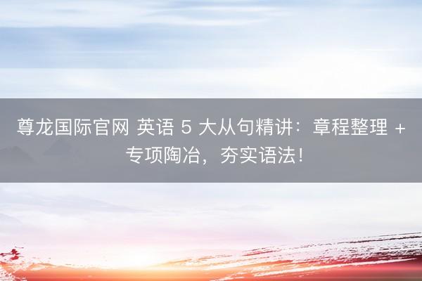 尊龙国际官网 英语 5 大从句精讲:章程整理 + 专项陶冶,夯实语法!