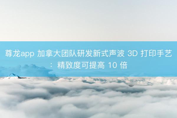 尊龙app 加拿大团队研发新式声波 3D 打印手艺:精致度可提高 10 倍