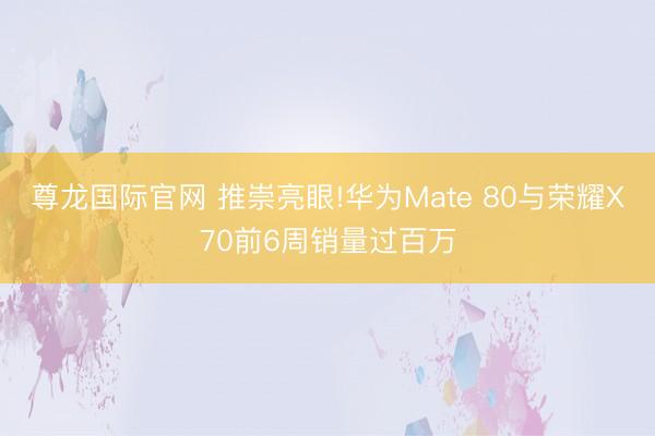 尊龙国际官网 推崇亮眼!华为Mate 80与荣耀X70前6周销量过百万