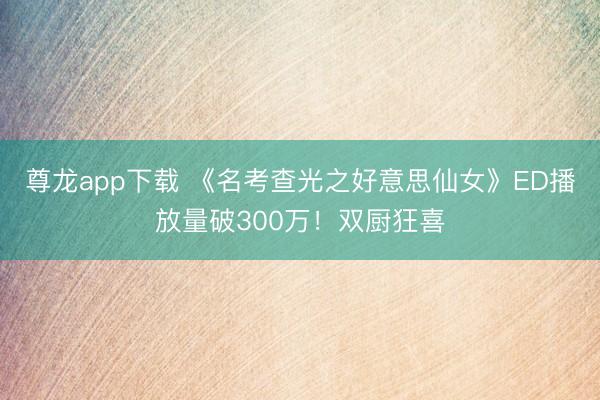 尊龙app下载 《名考查光之好意思仙女》ED播放量破300万!双厨狂喜
