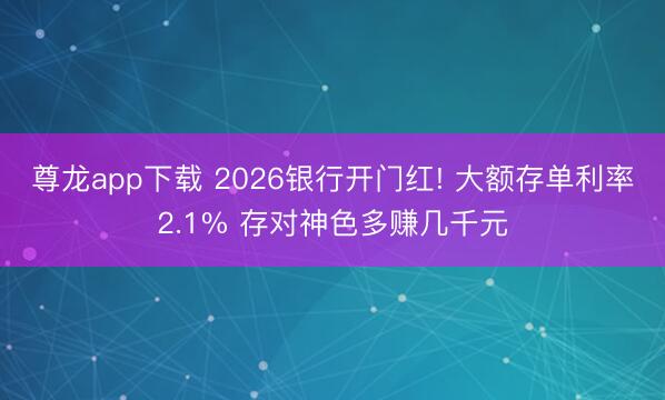 尊龙app下载 2026银行开门红! 大额存单利率2.1% 存对神色多赚几千元