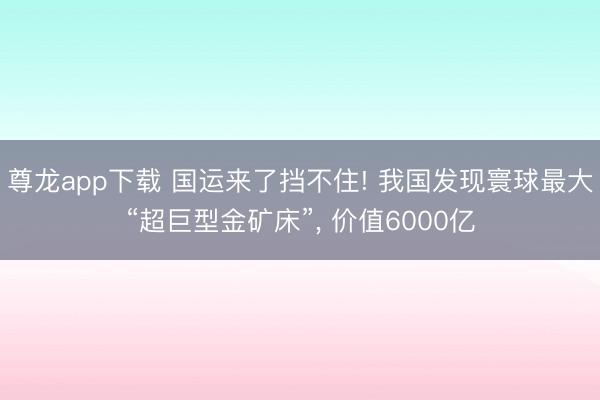 尊龙app下载 国运来了挡不住! 我国发现寰球最大“超巨型金矿床”， 价值6000亿