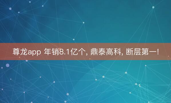 尊龙app 年销8.1亿个， 鼎泰高科， 断层第一!