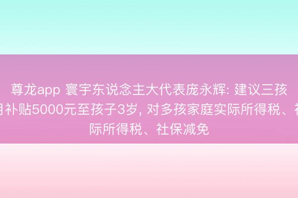 尊龙app 寰宇东说念主大代表庞永辉: 建议三孩家庭每月补贴5000元至孩子3岁， 对多孩家庭实际所得税、社保减免