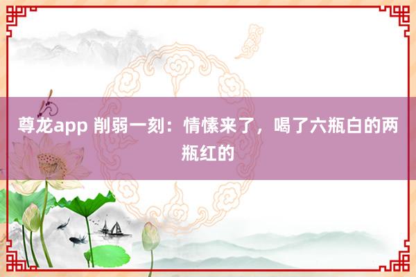 尊龙app 削弱一刻：情愫来了，喝了六瓶白的两瓶红的