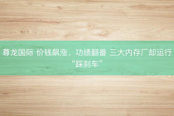 尊龙国际 价钱飙涨、功绩翻番 三大内存厂却运行“踩刹车”