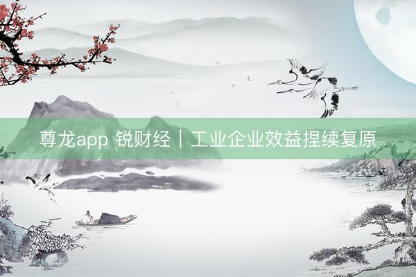 尊龙app 锐财经｜工业企业效益捏续复原