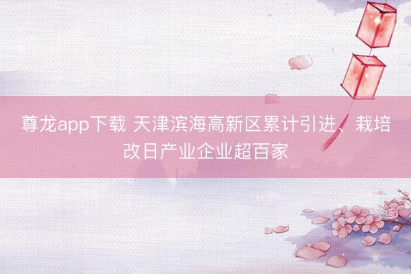 尊龙app下载 天津滨海高新区累计引进、栽培改日产业企业超百家