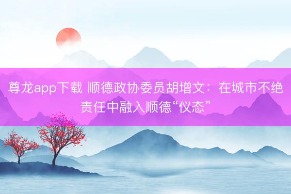 尊龙app下载 顺德政协委员胡增文:在城市不绝责任中融入顺德“仪态”