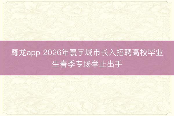 尊龙app 2026年寰宇城市长入招聘高校毕业生春季专场举止出手