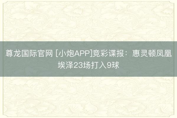 尊龙国际官网 [小炮APP]竞彩谍报：惠灵顿凤凰埃泽23场打入9球