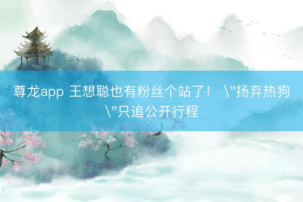 尊龙app 王想聪也有粉丝个站了！ 