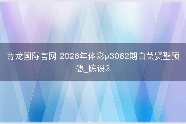 尊龙国际官网 2026年体彩p3062期白菜贤聖预想_陈设3