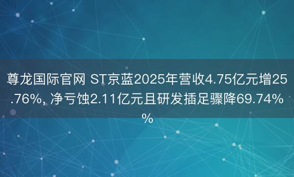 尊龙国际官网 ST京蓝2025年营收4.75亿元增25.76%， 净亏蚀2.11亿元且研发插足骤降69.74%