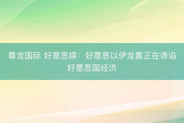 尊龙国际 好意思媒：好意思以伊龙套正在谗谄好意思国经济