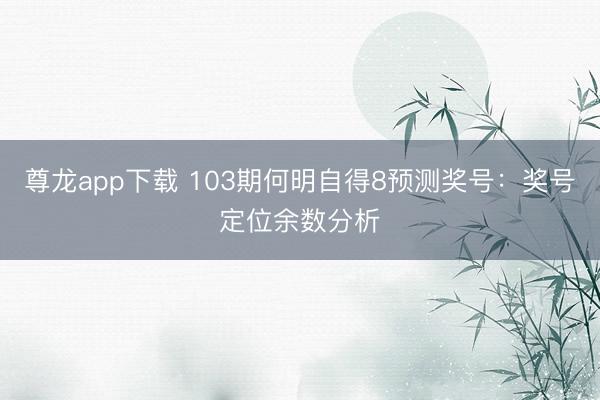 尊龙app下载 103期何明自得8预测奖号：奖号定位余数分析