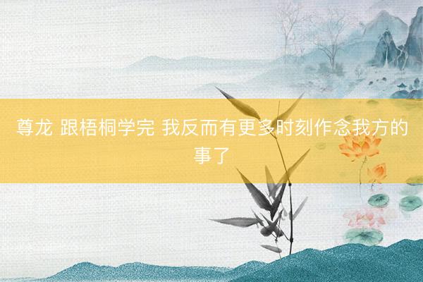 尊龙 跟梧桐学完 我反而有更多时刻作念我方的事了