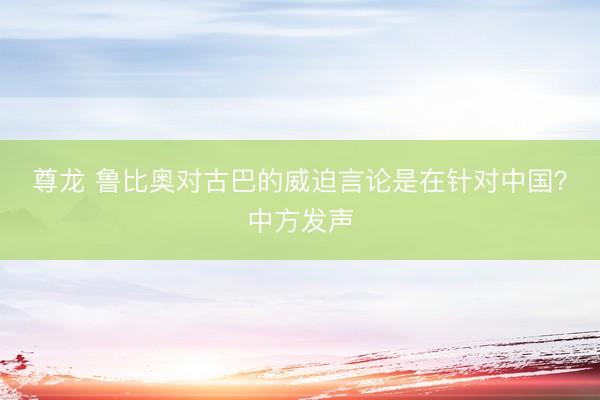 尊龙 鲁比奥对古巴的威迫言论是在针对中国？中方发声